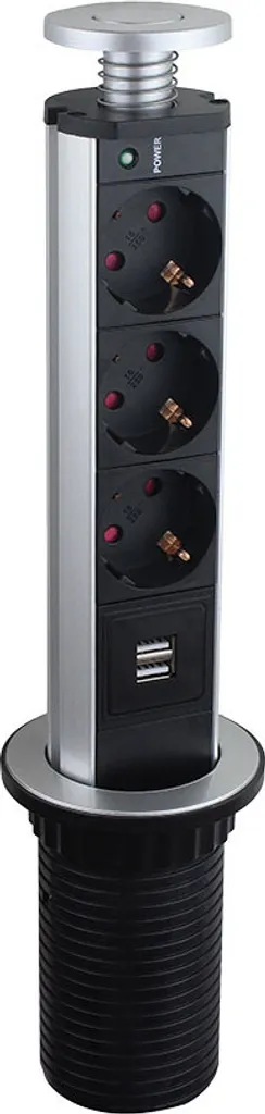 Bloc multiprise 3 fiches et chargeur USB double pour bureau et salon