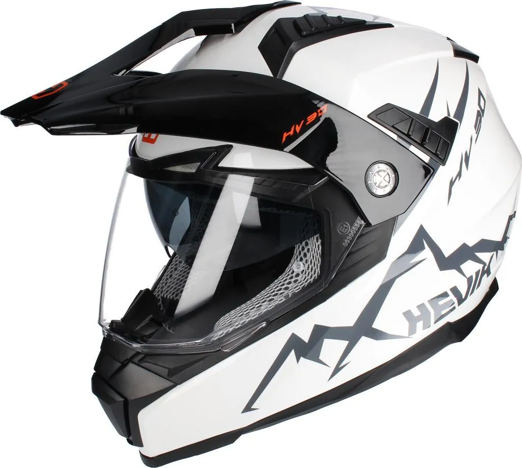 Casque de moto cross et enduro HEVIK HV30 MONTUK blanc design sport