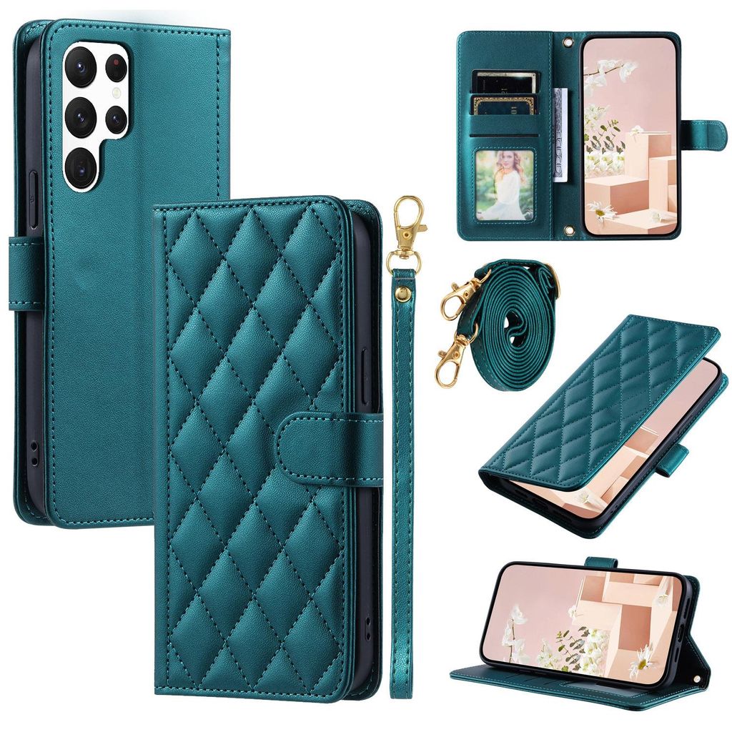 Handyhülle für Samsung S25plus/S24plus/S23plus, Wallet Case Leder, Flip Cover, Kartenfach, TPU Stoßfest, Schutzhülle Slim, Dunkelgrün