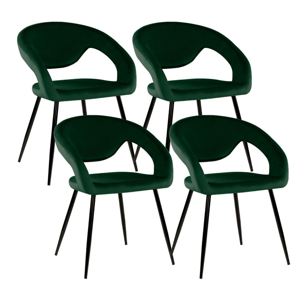 4er Set Kick Collection Esszimmerstühle Lenn Velvet - Samt - Dunkelgrün - 80% samt, 20% metall - Erhältlich in vielen Farben