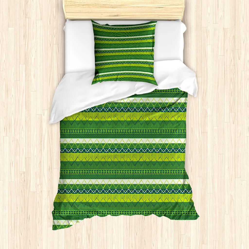Lenzuola Singole Antiacaro ABAKUHAUS 135x200 Azteco Giallo Verde