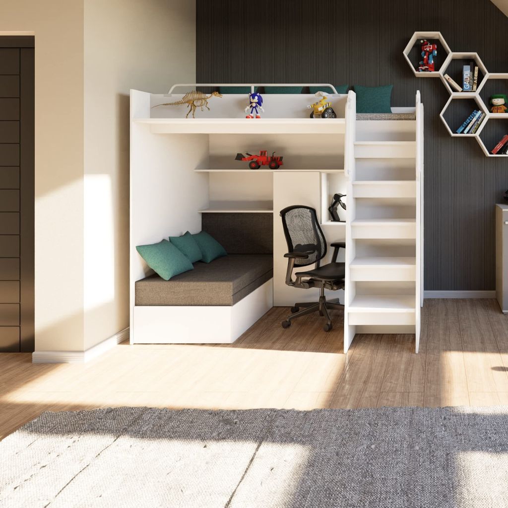 Marlux-Meble Hochbett JSM-7 90x200 TREPPE RECHTS mit Produktbild 