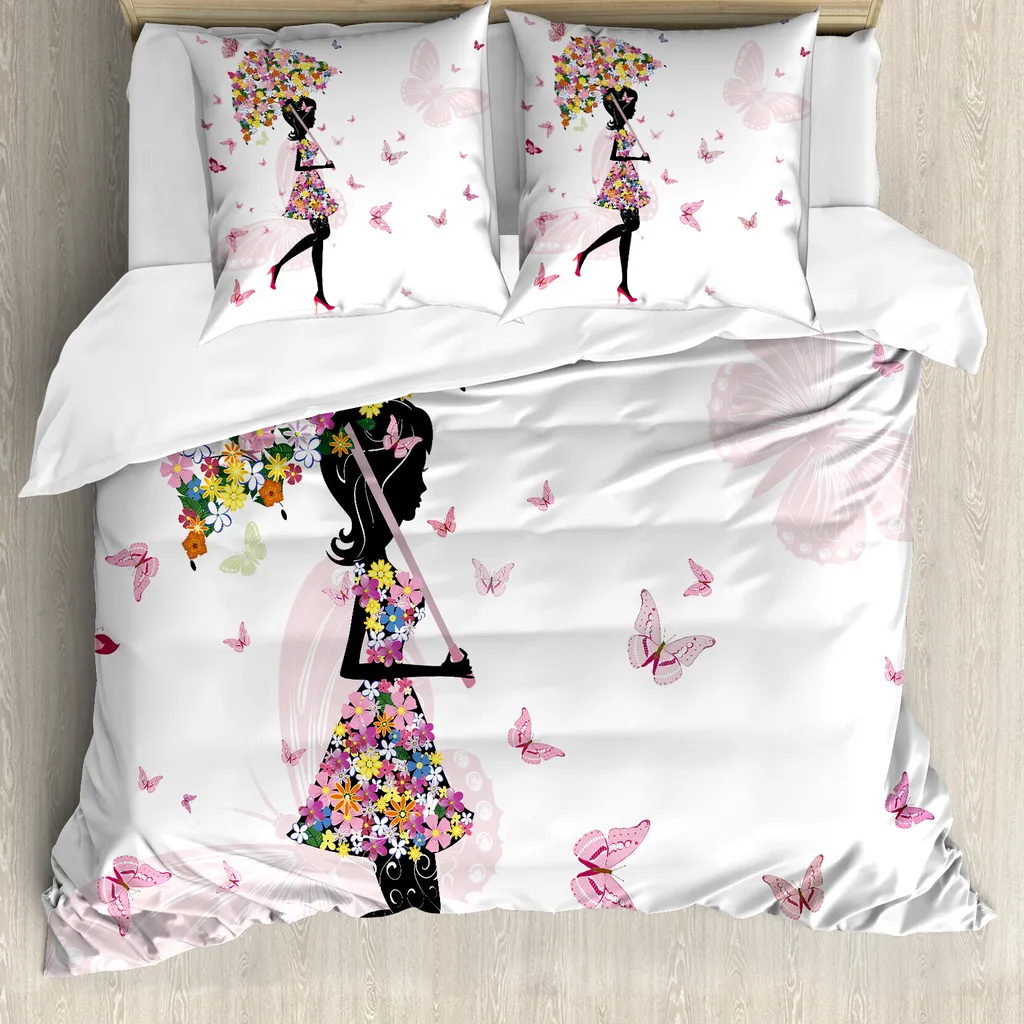 Copripiumino Nero Rosa ABAKUHAUS 200x200 - Set Letto Matrimoniale Chic