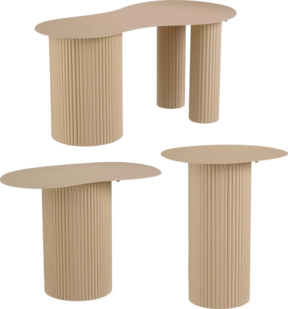 Table d'appoint Mica Decorations Lux marron clair lot de 3 tables basses