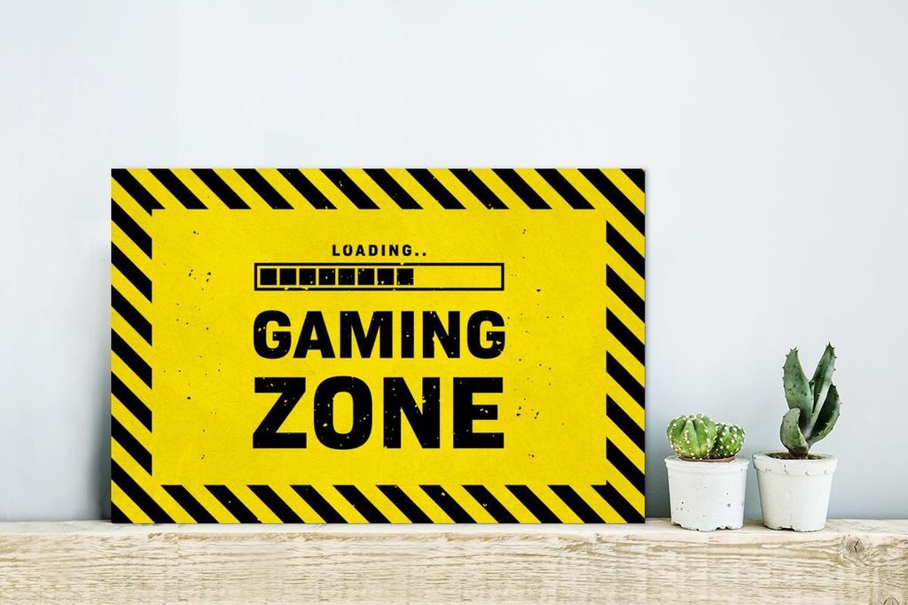 MuchoWow Wanddekoration Metall Metallbild Wandkunst 30x20 cm Spiele - Zitate - Controller - Spielzone - Spiel MuchoWow Aluminium Gemälde - Alumini...