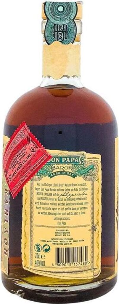 Don Papa Baroko Rum dunkel milder fruchtiger Geschmack 40 Produktbild 9