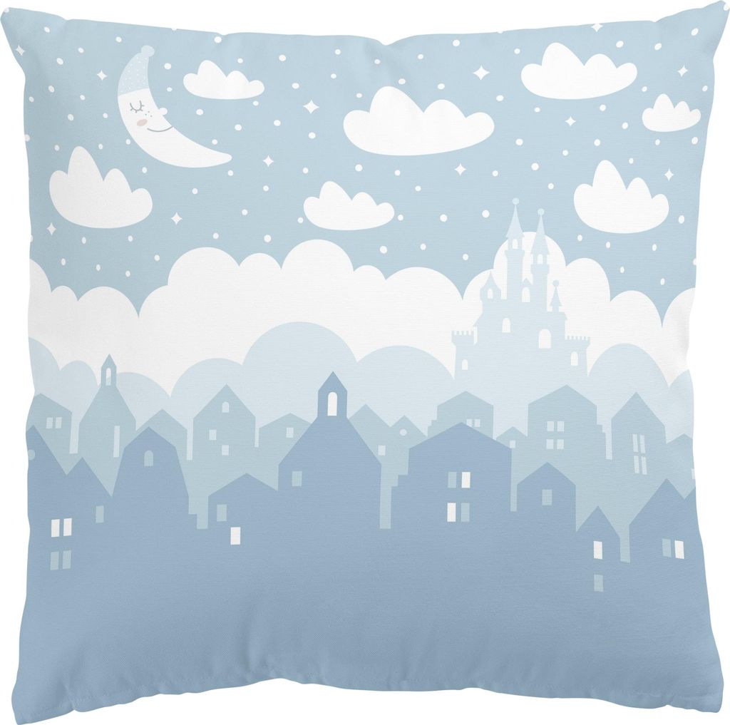 Dekokissen mit Motiv drinnen / Indoor Zierkissen Canvas waschbar Design blau Illustration Sofakissen ohne Füllung