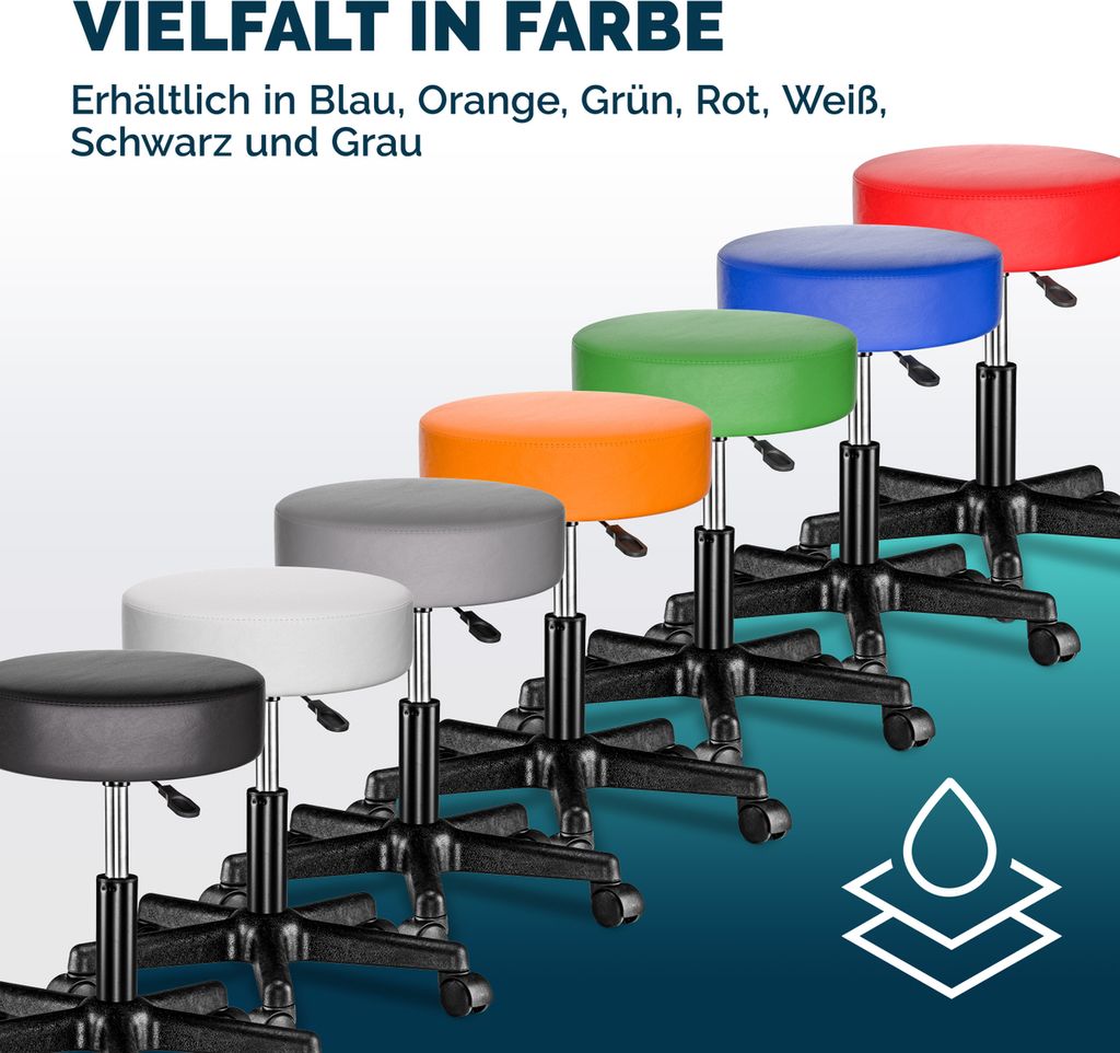 CASARIA® Rollhocker Höhenverstellbar 10 cm Polsterung 46-60 Produktbild 9