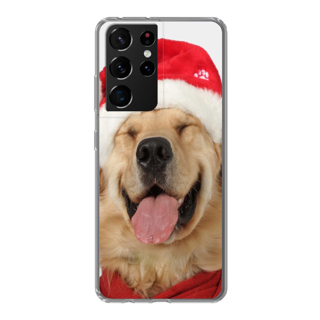 MuchoWow Handyhülle Schutzhülle Hülle für Samsung Galaxy S21 Ultra Hund - Lustig - Lachen - Kinder - Jungen - Mädchen Silikon Softcase Handy...