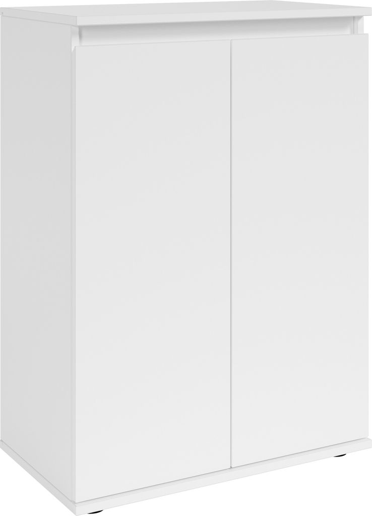 Moderne Kommode BADEN in Weiß mit 2 Türen und Griffmulden Produktbild 