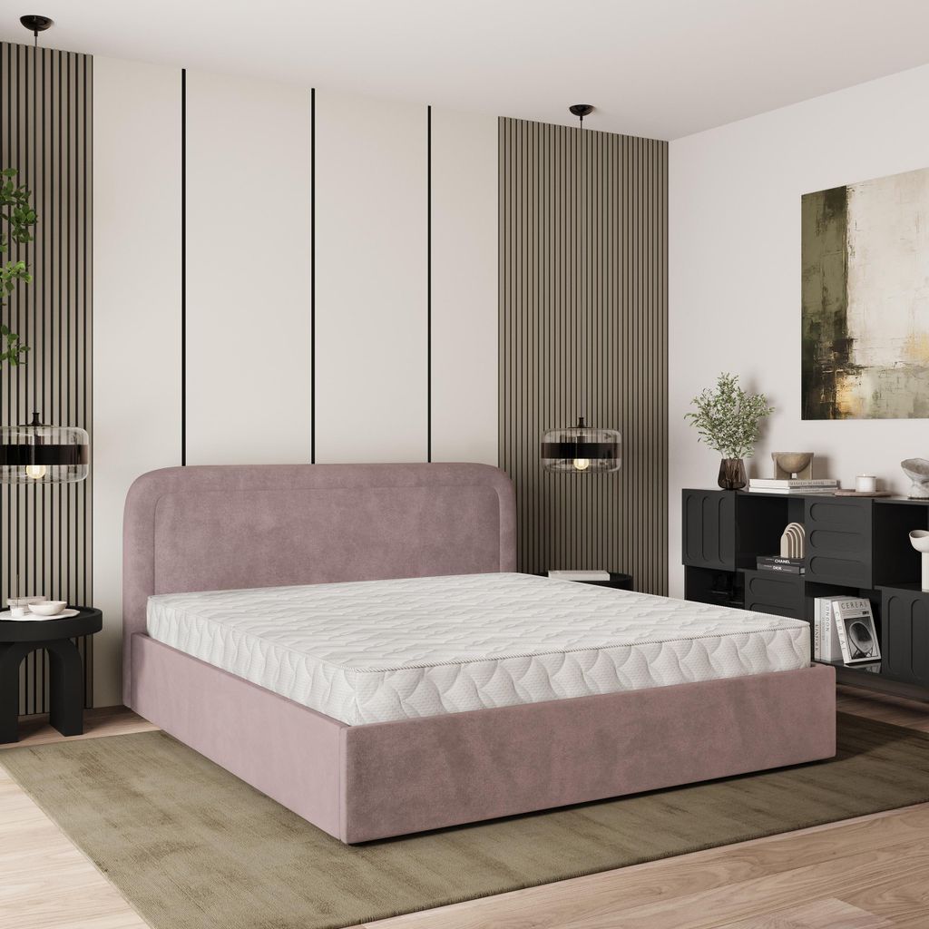 Masseno Polsterbett BENIRA 180x200 cm, Polsterbett mit Bettkästen -Rosa, KRONOS 27