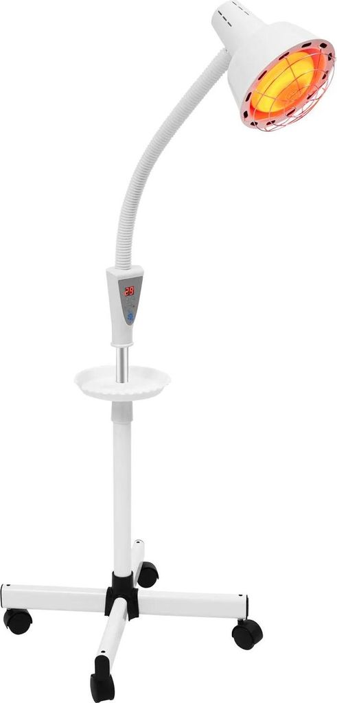 Infrarot-Wärmelampe - Standlampe - 275 W - Schwenkbarer Lampenkopf 360° - Einstellbarer Timer 5–60 Min - Schutzgitter - Metall - 50×50×166,7 ...