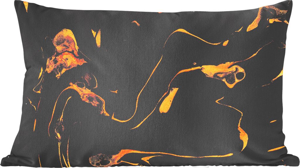 MuchoWow Zierkissen Sofakissen Wohnzimmer Dekokissen 50x30 cm Muster - Gold - Schwarz - Wohnzimmerdekoration - Polster mit Photo