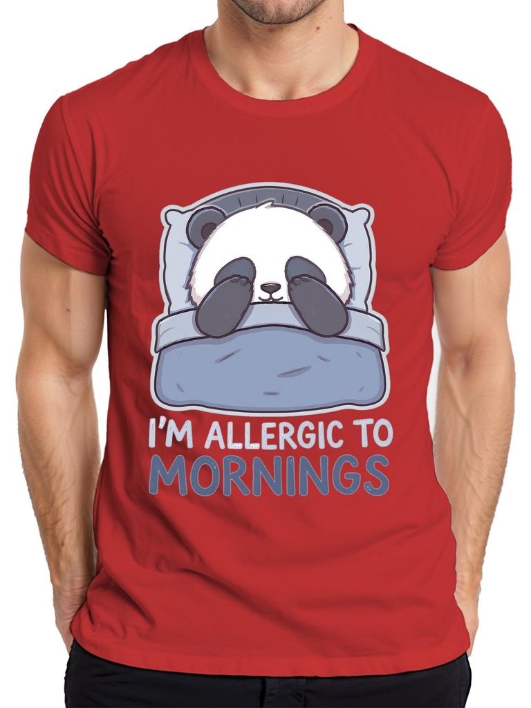 I'm Allergic To Mornings Panda sleeping pillow bed lazy cute Herren T-Shirt, Rot, XL