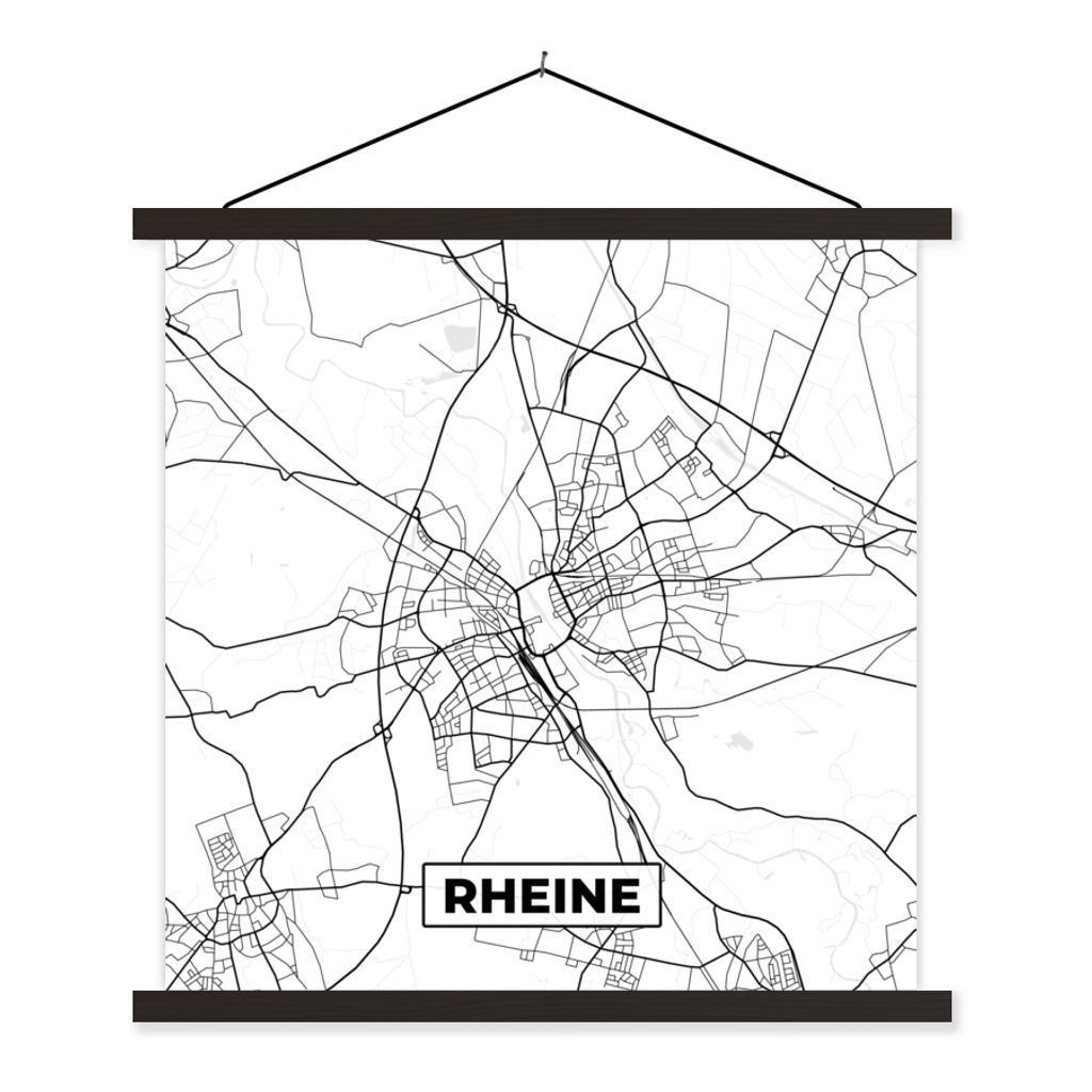 MuchoWow Textilposter Rheine - Karte - Stadtplan - Wegbeschreibung 60x60 cm mit schwarzem Rahmen - Posteraufhänger