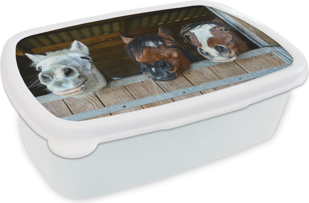 KitchenYeah Lunchbox Brotzeit Brotdose 17x11 cm Pferde - Tiere - Beschichtungen - Ställe Kinder Brotzeitdose - Lunch Box - Kinder - Sandwich-Box...