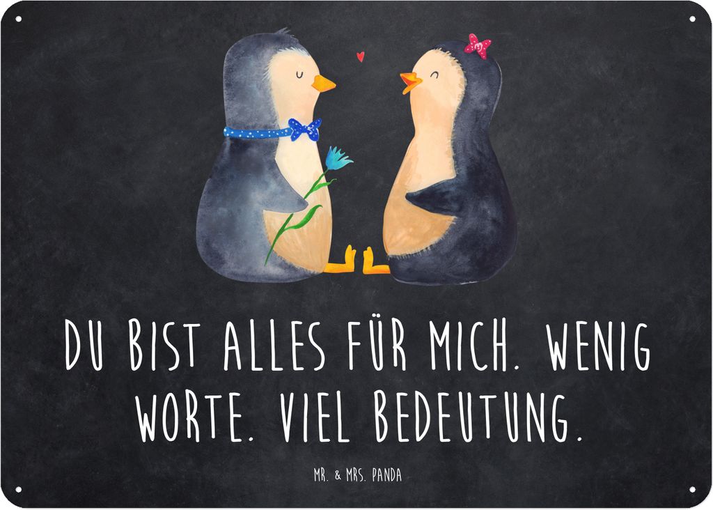 Mr. & Mrs. Panda Schild Pinguin Pärchen DIN A5 - Produktbild 