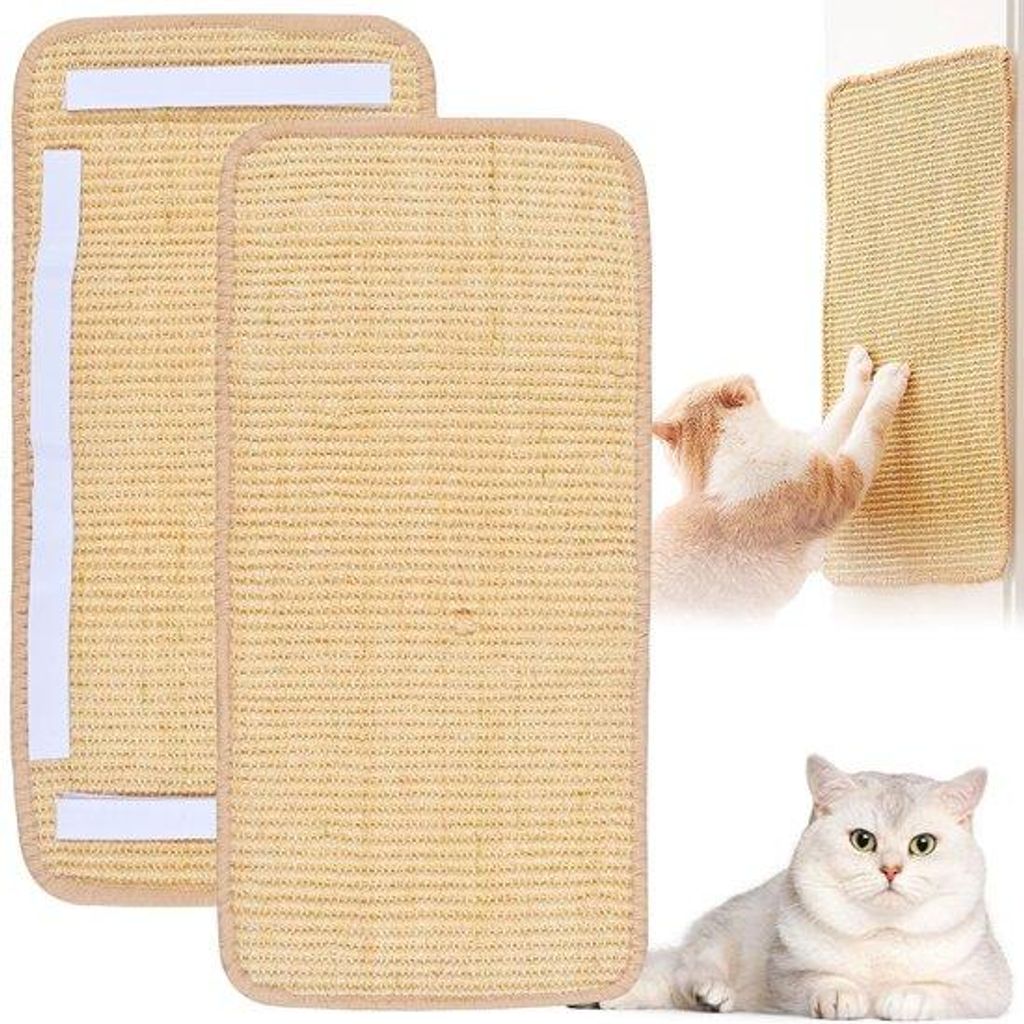 2 Stück Naturkorb Kattekrabmat, 50x25 cm, Anti-Slip und Langlebig, Ecke für Katze, zum Schutz von Teppichen und Sofas