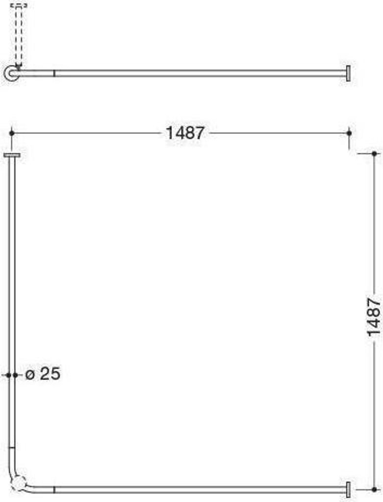 HEWI 900.34.104XA VH-Stange, d:25,A1/A2=1487,