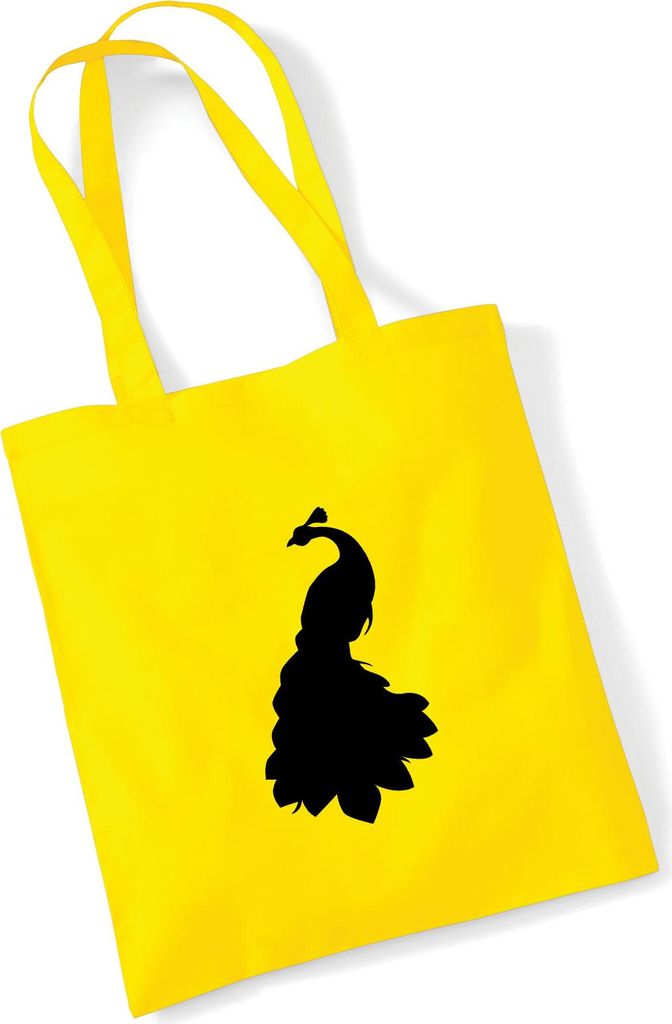 Huuraa Jutebeutel Pfau Silhouette 10 Liter Yellow Baumwolle Tasche Geschenkidee