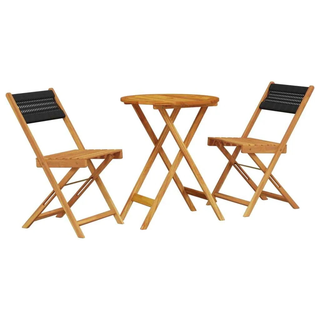 Set 2 Sedie e 1 Tavolo vidaXL Bistro - Legno e Polipropilene Nero