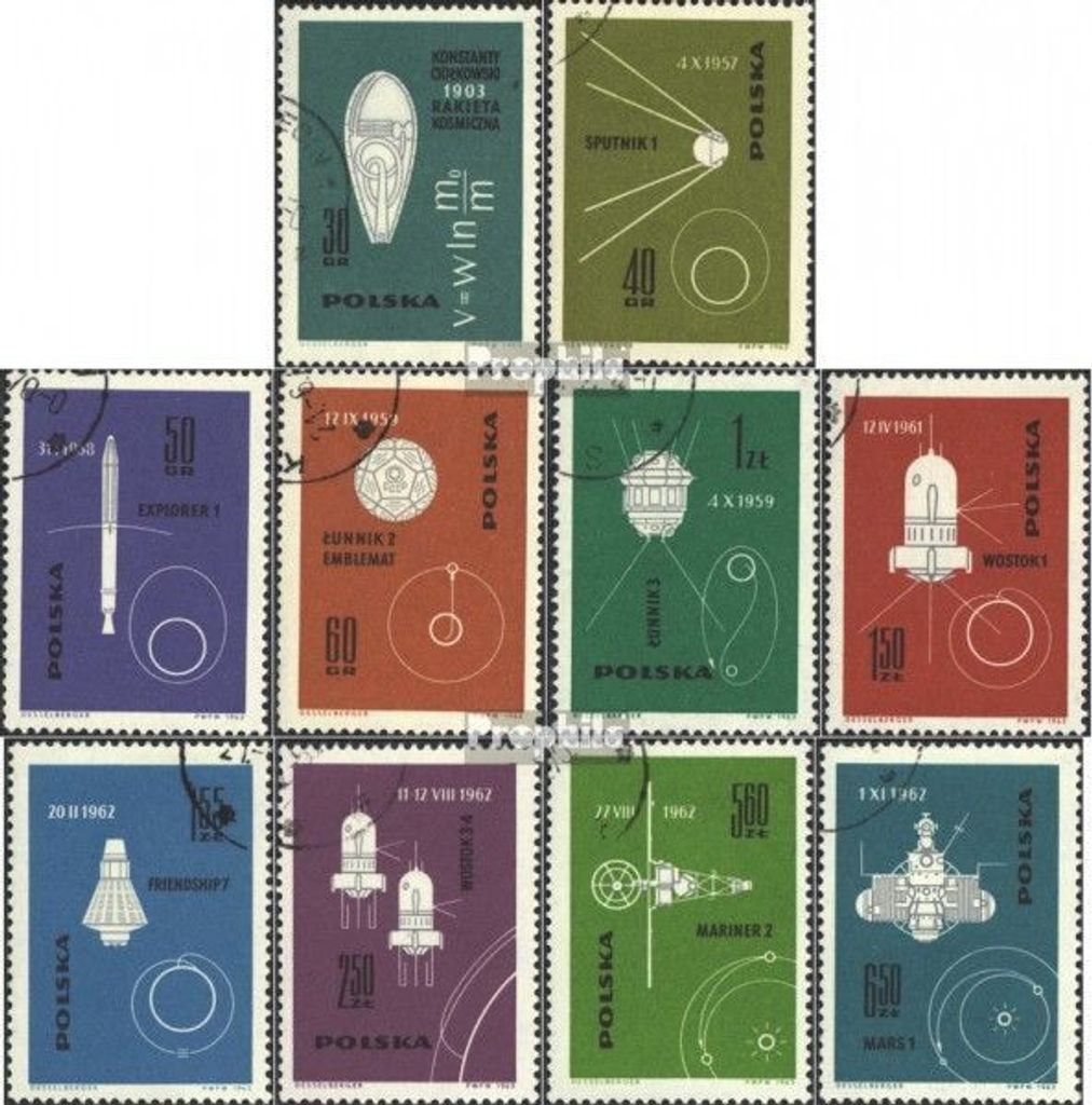 Briefmarken Polen 1963 Mi 1437-1446 (kompl.Ausg.) gestempelt Eroberung des Weltraums