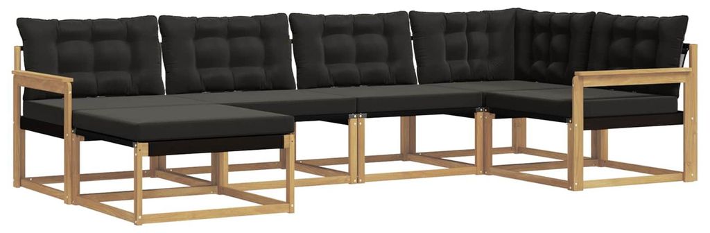 vidaXL Outdoor-Sofagarnitur mit Kissen 6 pcs Weiß und Schwarz