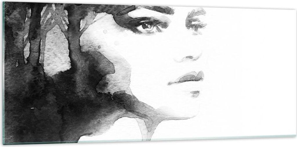 Bilder auf glas - Porträt Malerei Frau Gesicht - 120x50cm - Glasbilder - Wandbilder - Kunstdruck - zum Aufhängen bereit - Wanddekoration aus Glas...
