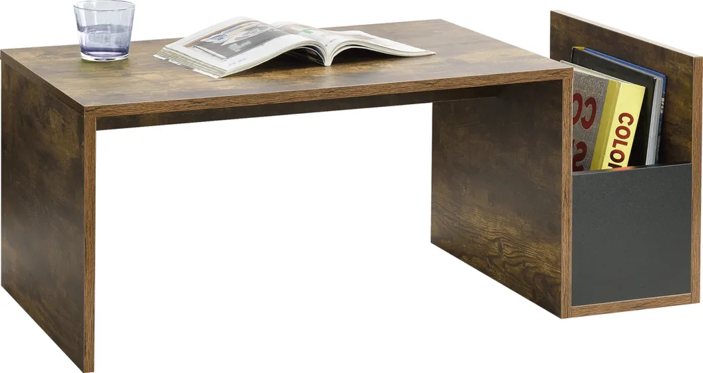 Table de salon rectangulaire Bollnäs ABND-9404 en bois chêne foncé