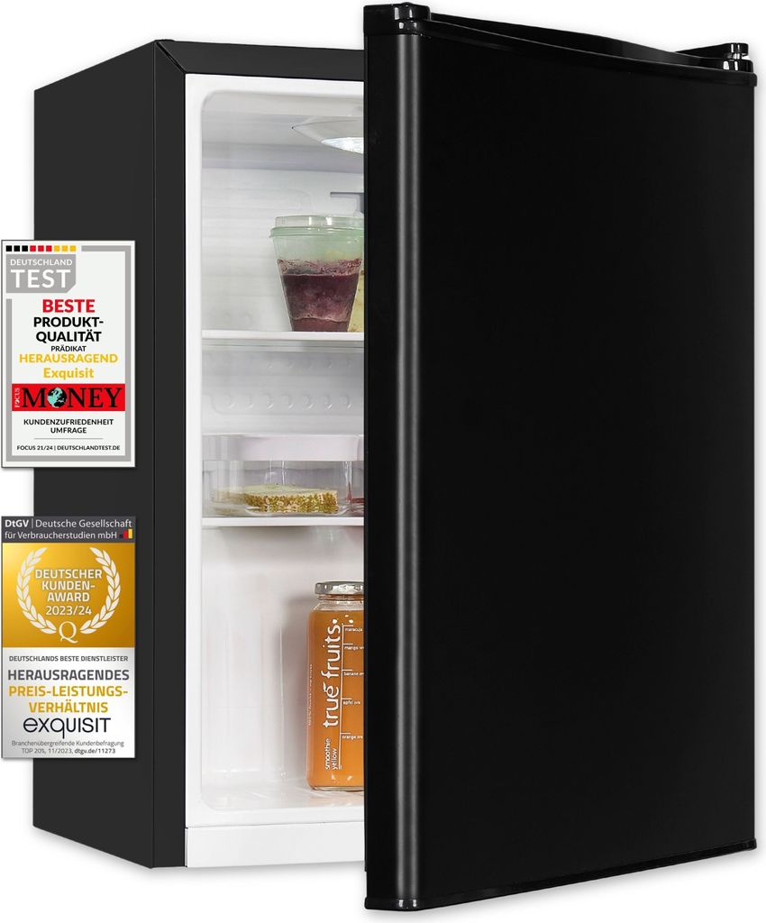 Exquisit Mini Kühlschrank KB60-V-090E schwarz | Kompakt | Produktbild