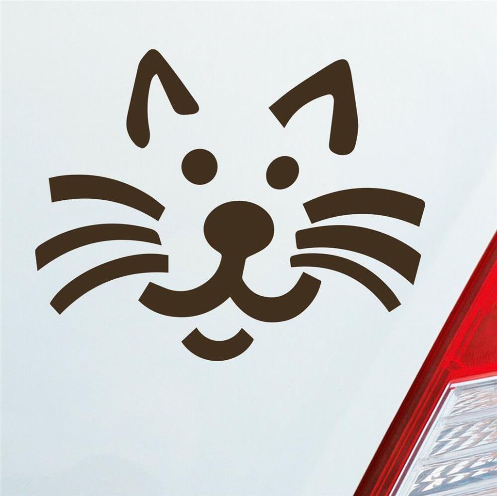 Auto Aufkleber Katze Cat Animal Tier Süß Mieze 10x8 cm Braun Sticker Heckscheibenaufkleber