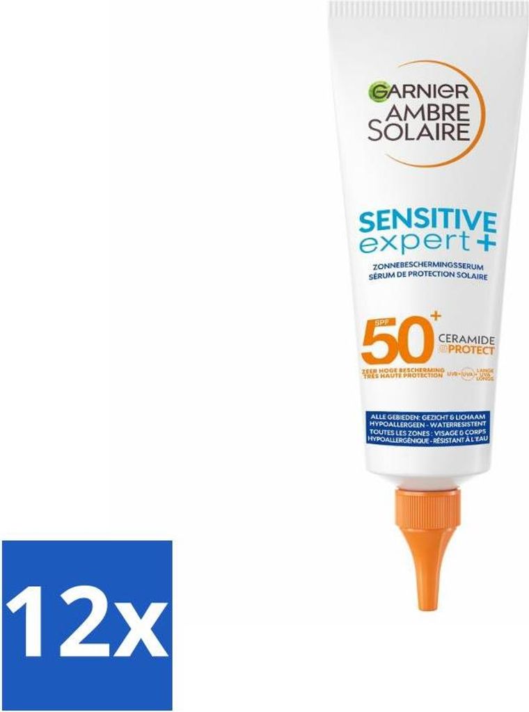 Garnier - Ambre Solaire - Sonnenschutzserum - Sensitive Expert - LSF 50+ - 125 ml - Vorteilspack - 12 Stücke