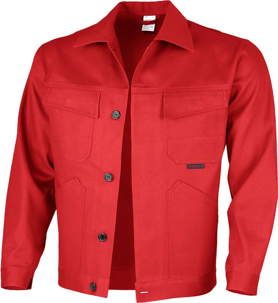 Qualitex Arbeitsjacke - classical Werkstattjacke - BW 270 g - aus reiner Baumwolle - in Farbe: rot - Herren: 58 - Damen: 52