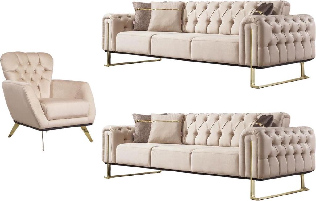 Villa Möbel Sofa Set Nova Beige Stellvariante:3+2+1 Relax- Produktbild 