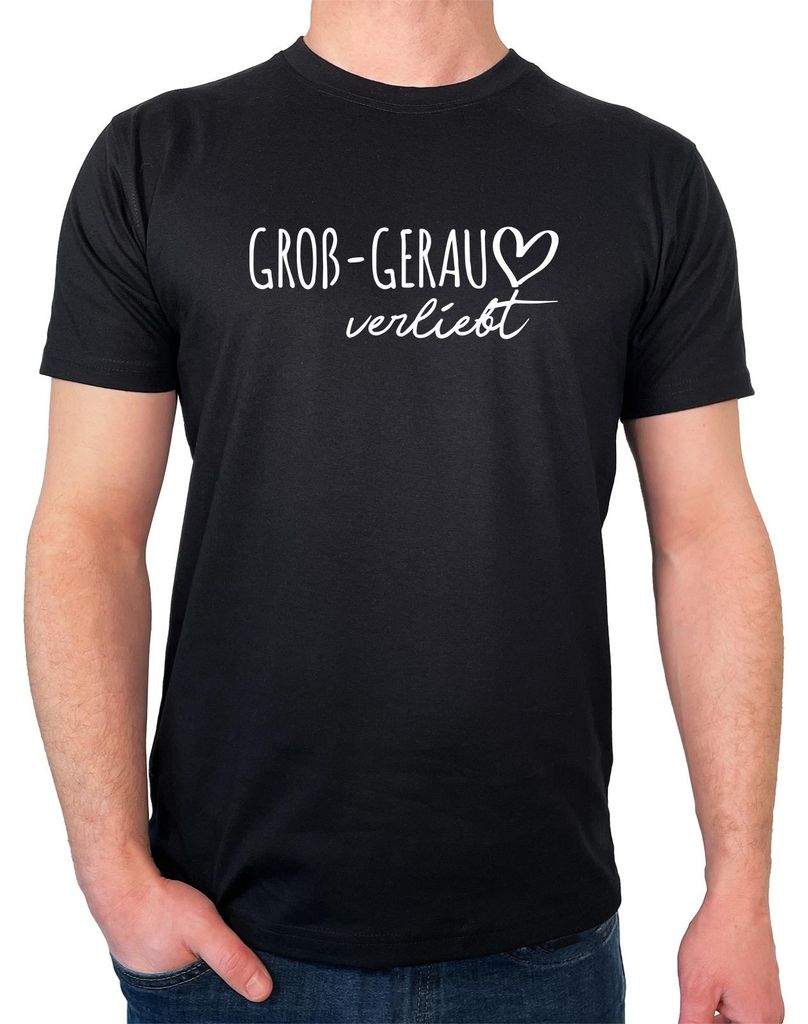 Huuraa Herren T-Shirt Groß-Gerau verliebt XL Black Bio Baumwolle Fairtrade Herrenshirt Geschenkidee