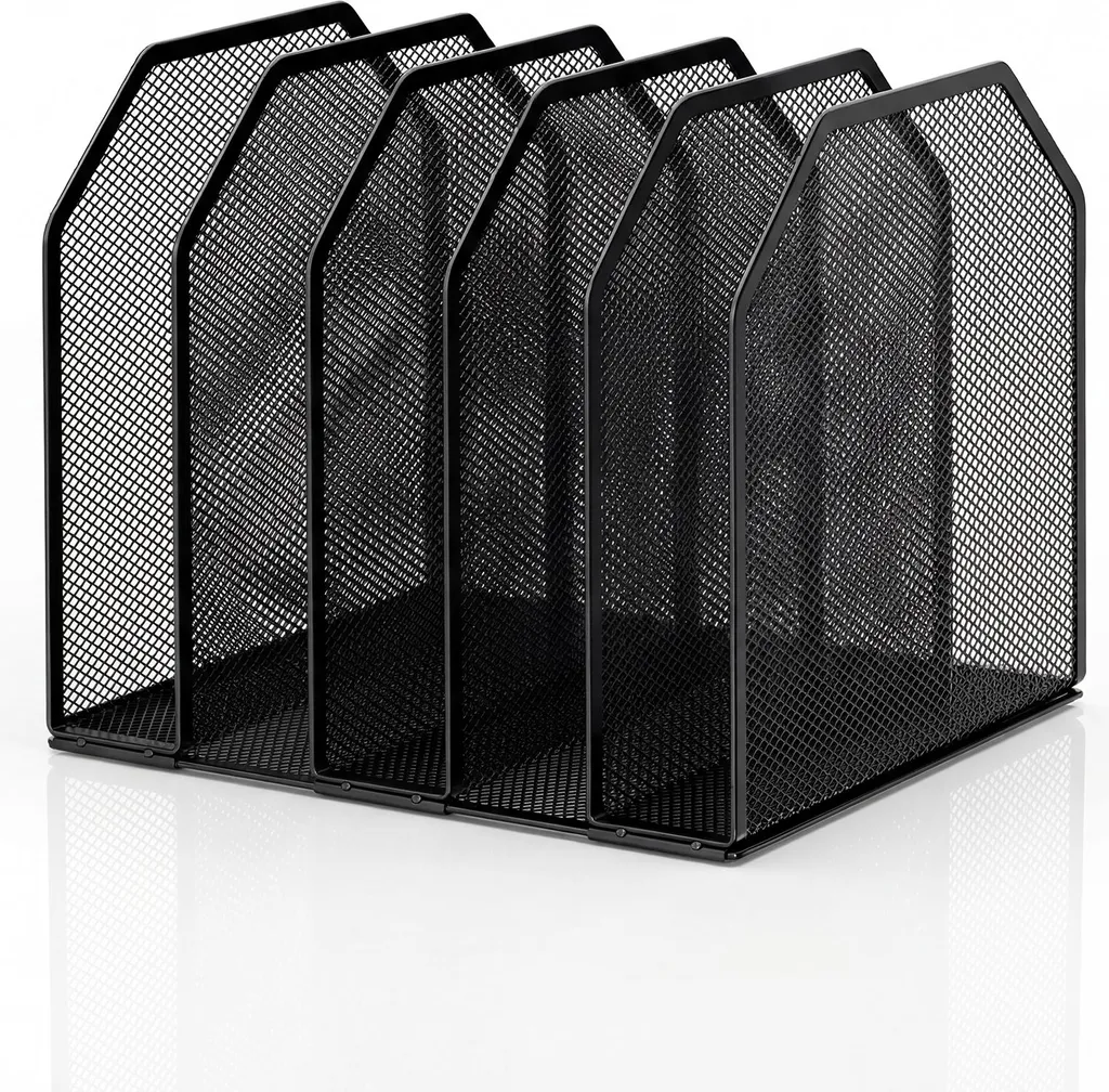 Trieur de documents vertical noir pour organisation bureau télétravail