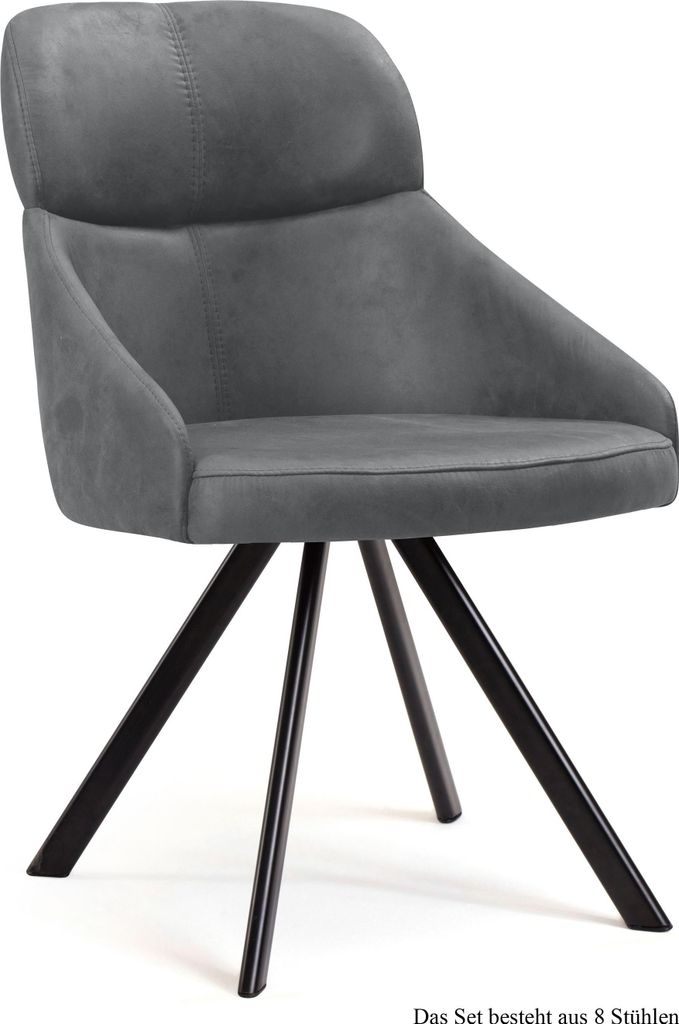 Esszimmerstuhl drehbar (8er-Set) Diann 52x82x63 Schwarz/Grau