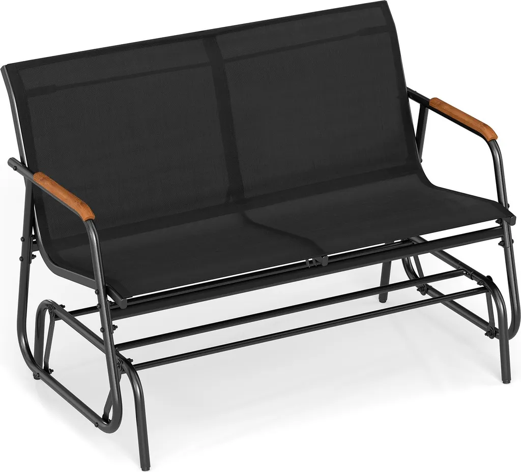Banc de jardin 300 kg robuste avec assise biplace et glisse silencieuse
