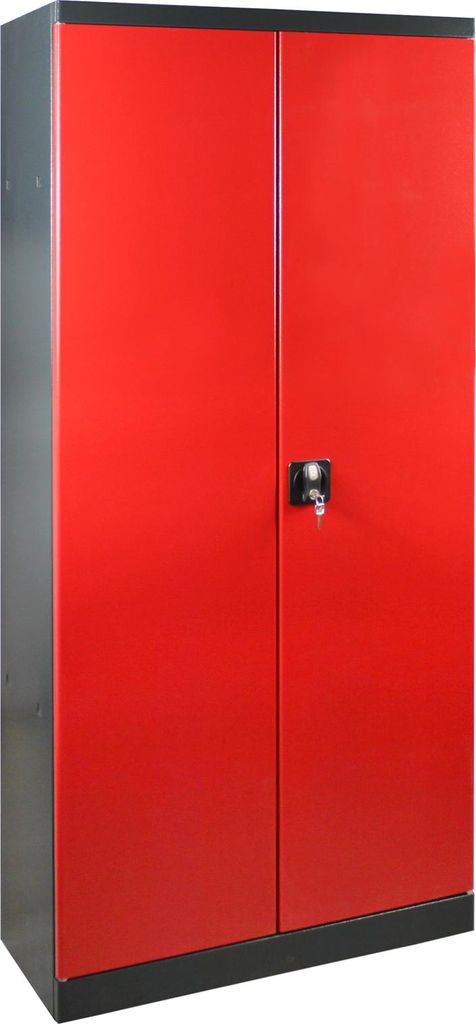 Putzmittelschrank / Putzschrank in Anthrazitgrau/Rot