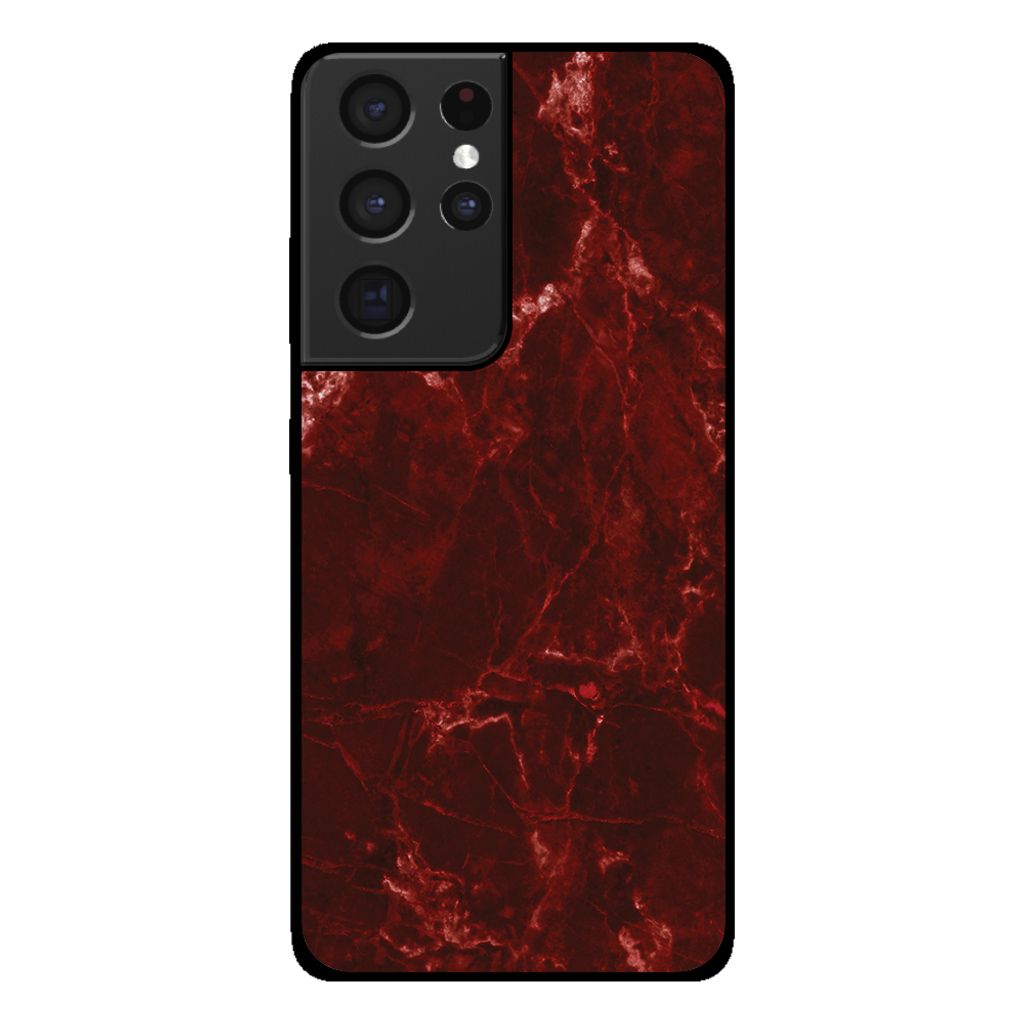 Smartphonica Handytasche für Samsung Galaxy S21 Ultra mit Marmordruck - TPU Rückseite Fall Marmor Design - Rot