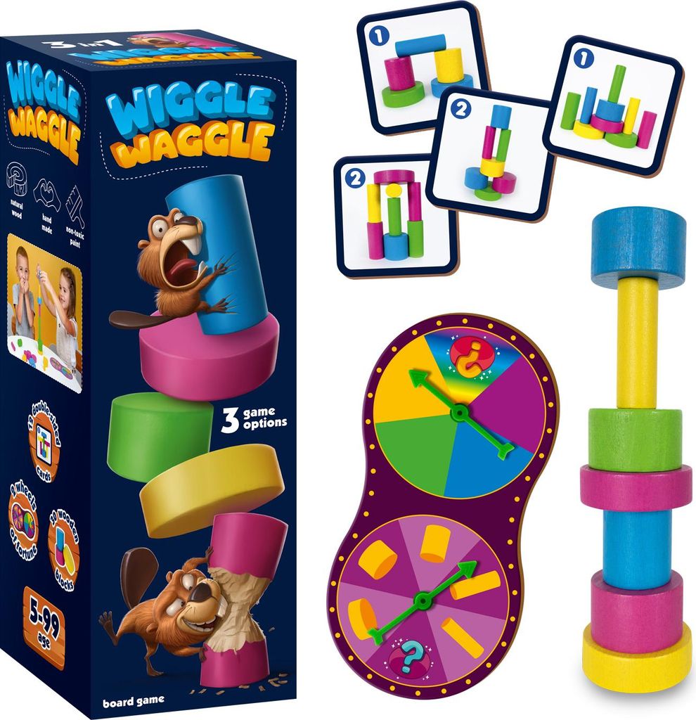 Pädagogisches Brettspiel Wiggle Waggle Turmbau Roter Kafer Karten