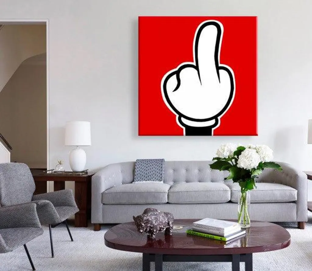 Quadro Ufficio Mano Topolino 100x100 | Stampa Canvas Design Creativo