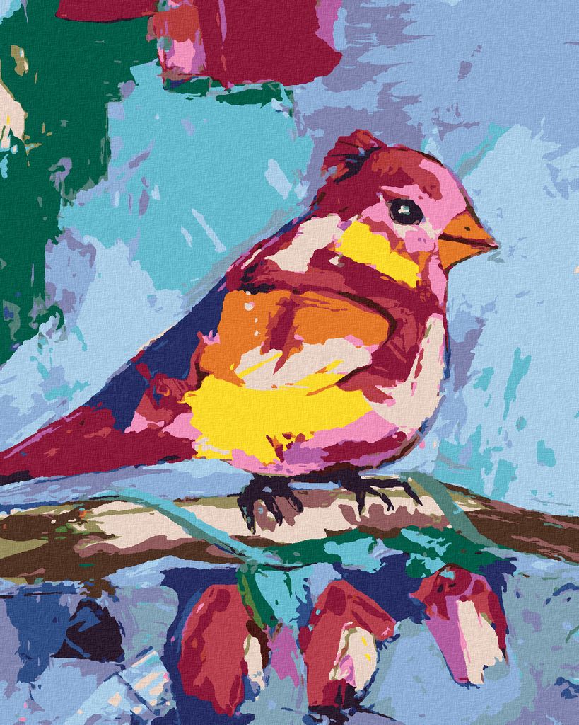 Zuty - Malen nach Zahlen - BUNTER VOGEL AUF EINEM AST, 40x50 cm, ohne Keilrahmen