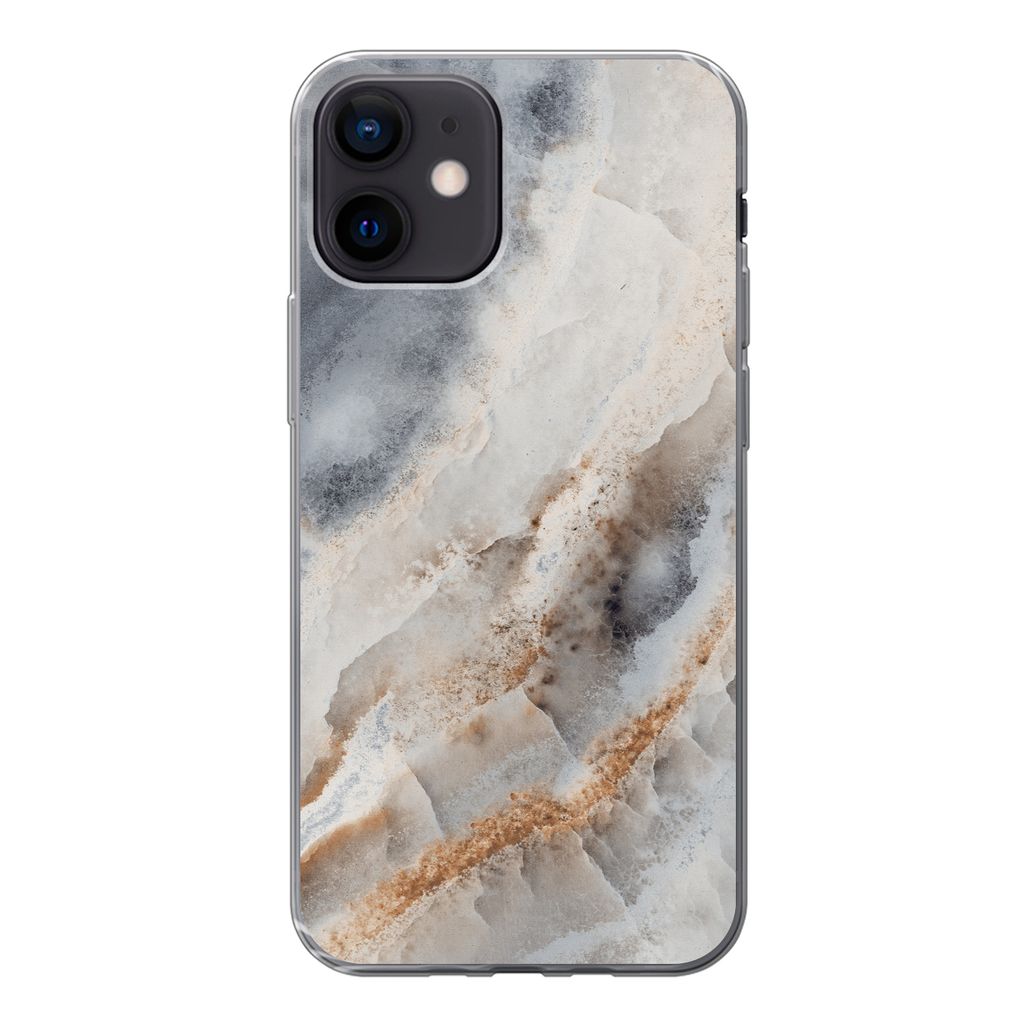 MuchoWow Handyhülle Schutzhülle Hülle für iPhone 12 Natursteine - Mineralien - Muster Silikon Softcase Handy Hülle - Schutzhülle