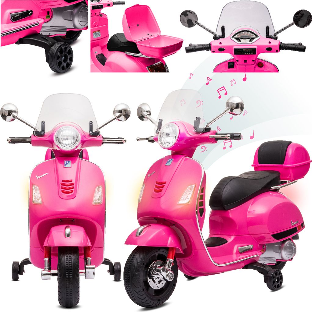 Vespa Elektroroller ab 3 jahre Elektrofahrzeug Kinderfahrzeug Scooter koffer rosa Sun Baby