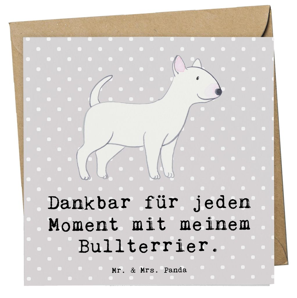 Mr. & Mrs. Panda Glückwunschkarte Bullterrier Moment - Grau Pastell - Geschenk, Grußkarte, anlasskarte, Klappkarte, faltkarte, doppelkarte