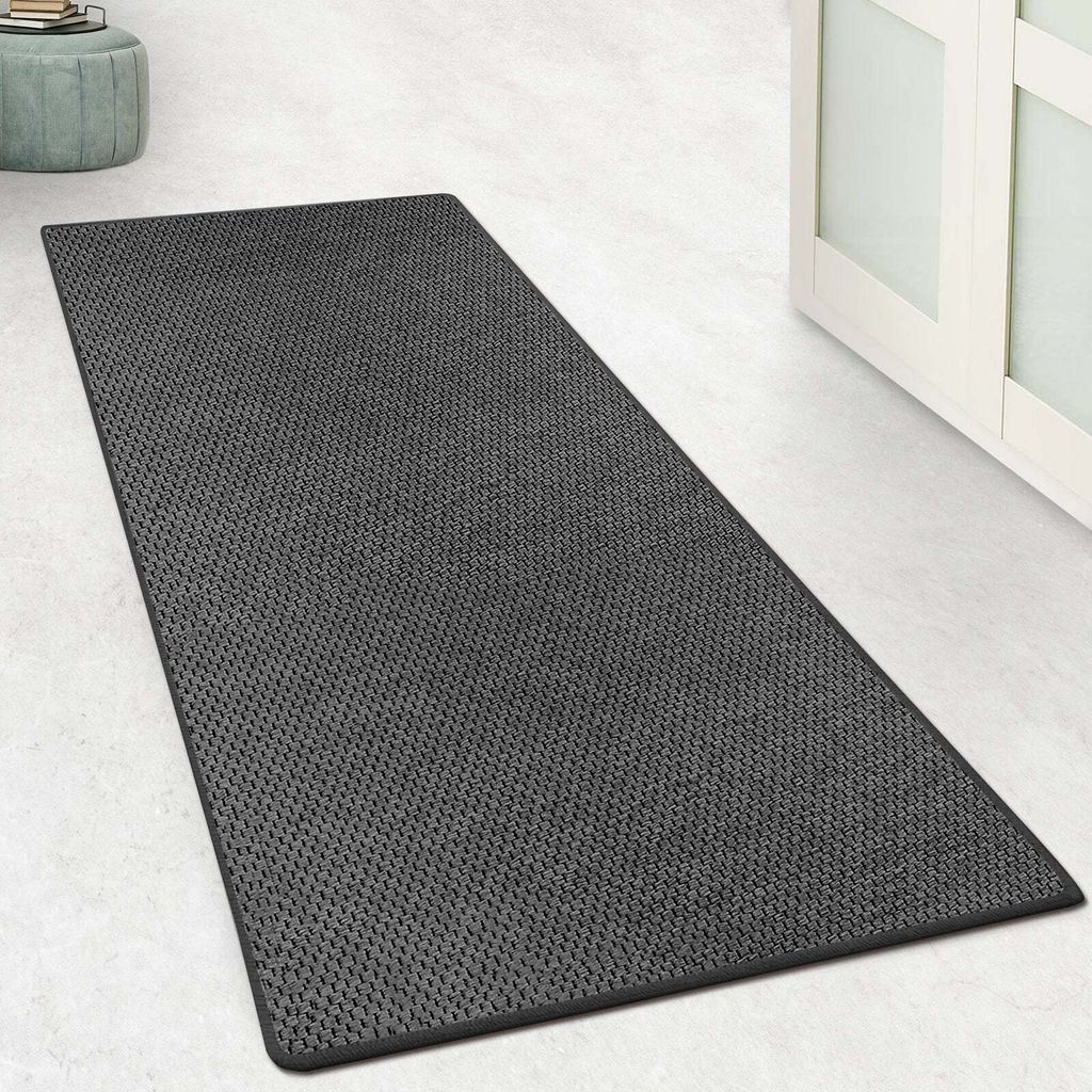 Teppich Kalkutta Sisaloptik Strapazierfähiger & moderner Läufer Anthrazit 140 x 200 cm