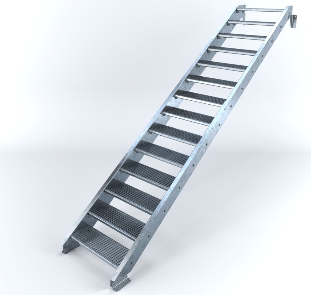 Stahltreppe 14 Stufen bis Höhe 280 cm, Laufbreite : 80 cm Produktbild 