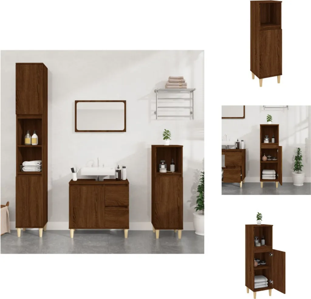 Colonna Bagno Rovere Marrone 30x30x100 cm | Arredo Minimal Legno