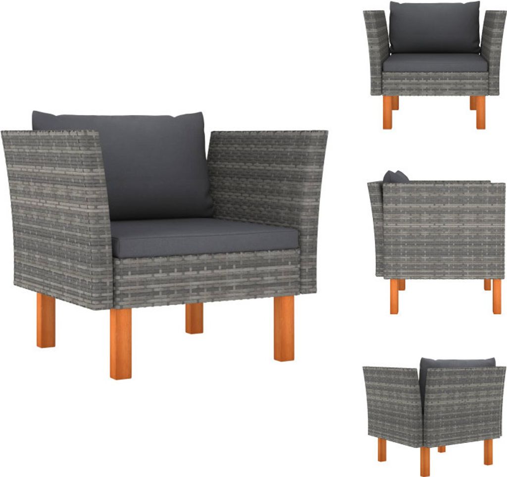 vidaXL Gartensofa Poly Rattan und Eukalyptus Massivholz -  Produktbild 